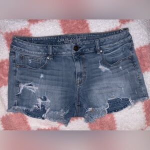 American Eagle Outfitters Light Blue Distressed Jean Shorts